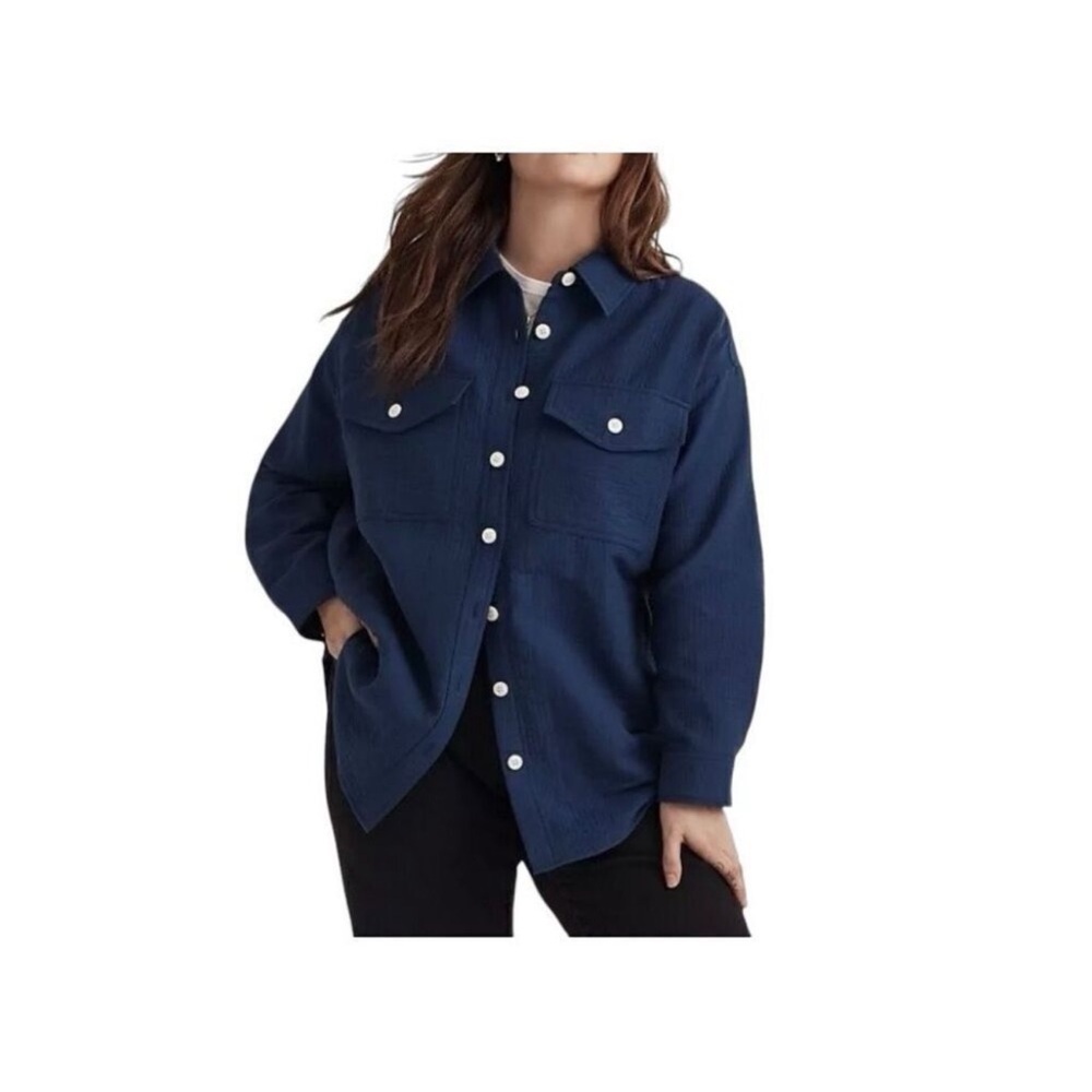 Madewell Blue Oversized Textured Shacket